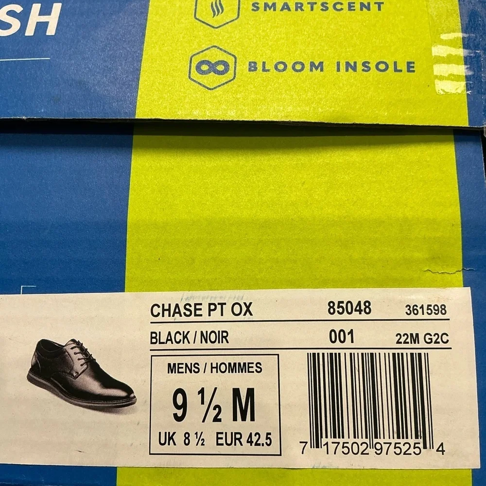 Nunn Bush Black Derby with Tan Sole Size 9.5